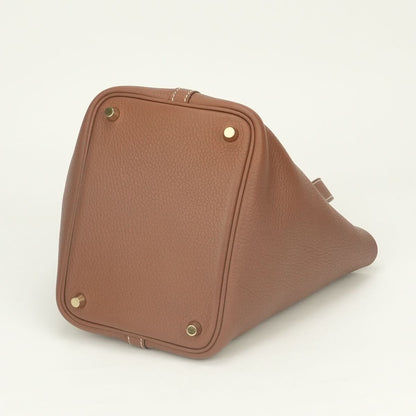 Hermes Picotin Lock PM 18 Tote Bag Taurillon Clemence Gold Brown — view 5