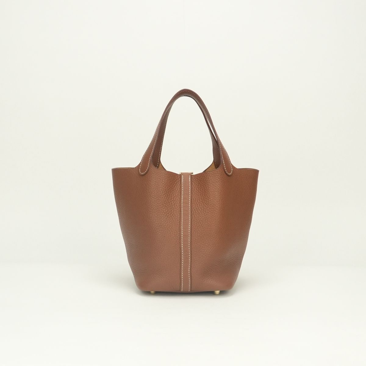Hermes Picotin Lock PM 18 Tote Bag Taurillon Clemence Gold Brown — view 3