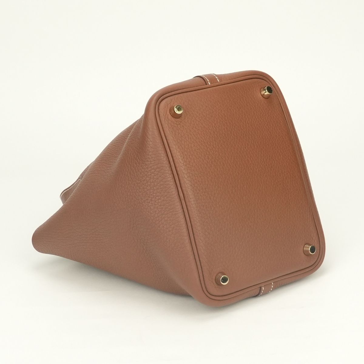 Hermes Picotin Lock PM 18 Tote Bag Taurillon Clemence Gold Brown — view 6