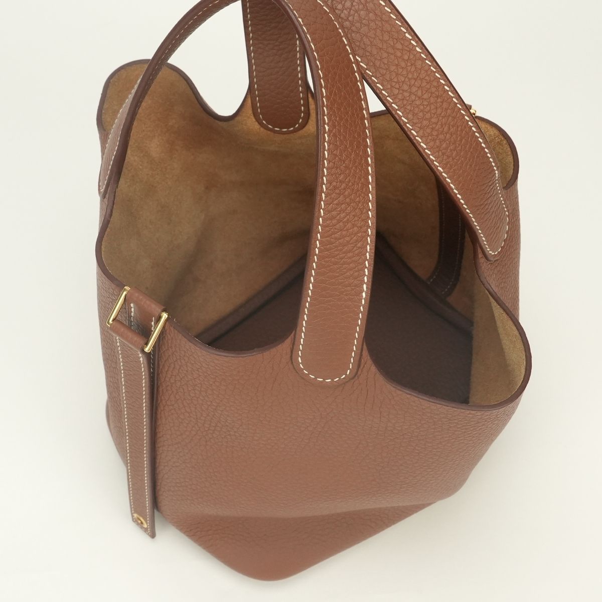 Hermes Picotin Lock PM 18 Tote Bag Taurillon Clemence Gold Brown — view 8