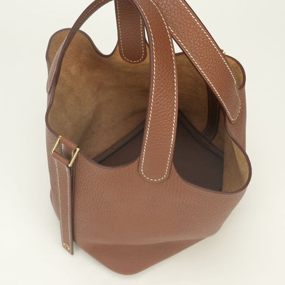 Hermes Picotin Lock PM 18 Tote Bag Taurillon Clemence Gold Brown — view 8