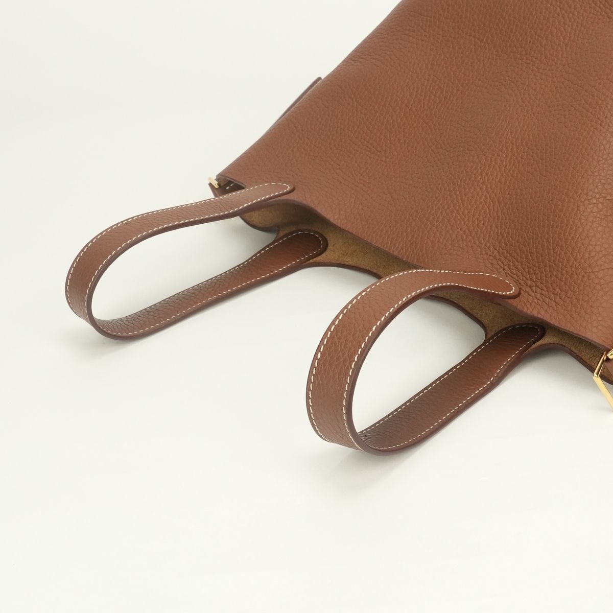 Hermes Picotin Lock PM 18 Tote Bag Taurillon Clemence Gold Brown — view 4