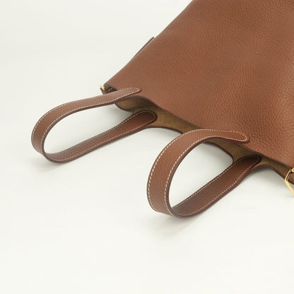 Hermes Picotin Lock PM 18 Tote Bag Taurillon Clemence Gold Brown — view 4