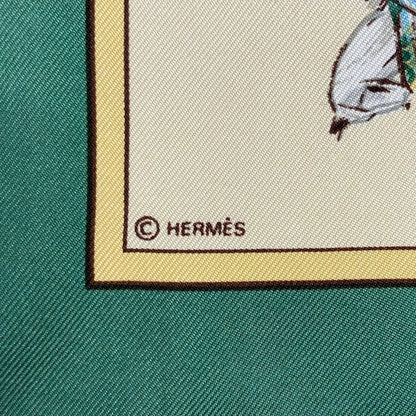 Hermes Scarf Petit Carre Ivory Dark Green Light Gray Voyage AU Niger — view 2