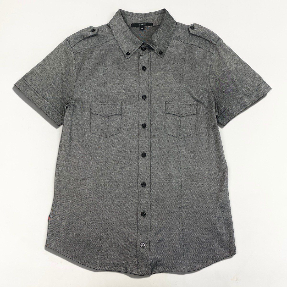 Gucci Sherry Line Short Sleeve Shirt Polo Gray Cotton XL — view 2