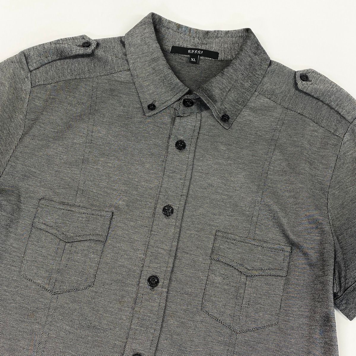 Gucci Sherry Line Short Sleeve Shirt Polo Gray Cotton XL — view 4