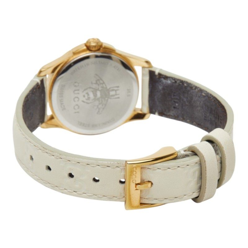 Gucci G-Timeless Bee Watch 126.5 Beige Gold White Stainless Steel Leather — view 5