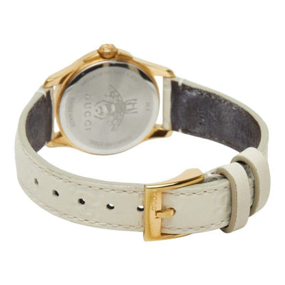 Gucci G-Timeless Bee Watch 126.5 Beige Gold White Stainless Steel Leather — view 5