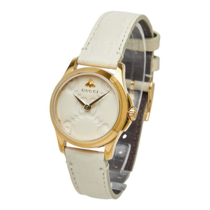 Gucci G-Timeless Bee Watch 126.5 Beige Gold White Stainless Steel Leather — view 2