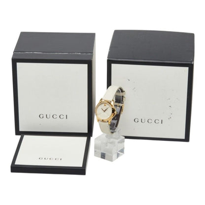 Gucci G-Timeless Bee Watch 126.5 Beige Gold White Stainless Steel Leather — view 8