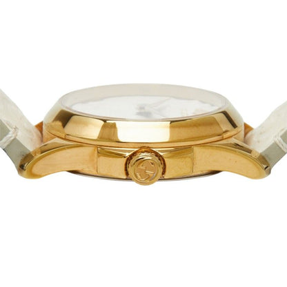 Gucci G-Timeless Bee Watch 126.5 Beige Gold White Stainless Steel Leather — view 3