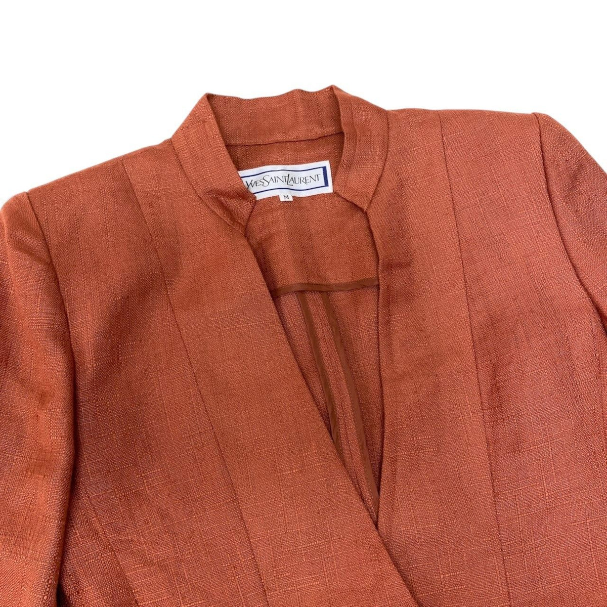 Saint Laurent Set Skirt Short Jacket Linen Blend Orange M — view 4