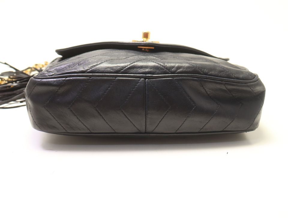 Chanel V-stitch Lambskin Fringe Chain Shoulder Bag — view 3