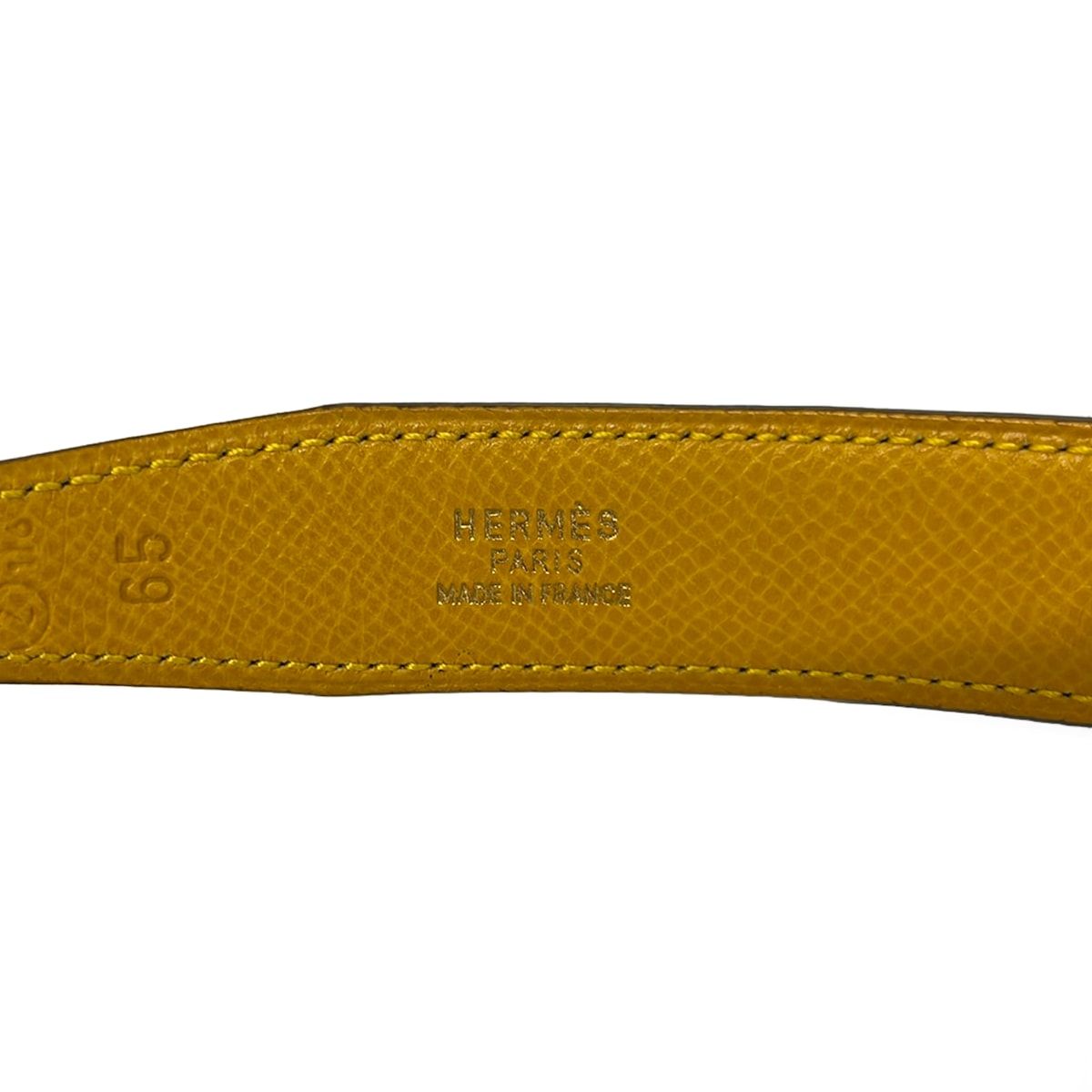 Hermes Belt 65 Blue Yellow Harp Gold Leather — view 4