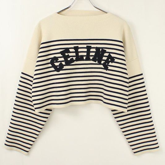 Celine Beau Dark Lopped Sweater Logo Patch Knit