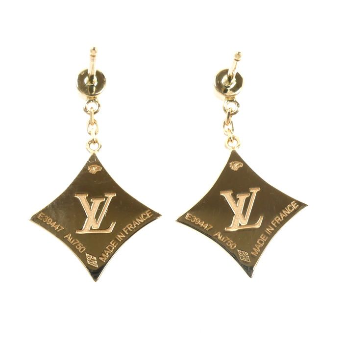 Louis Vuitton 18k Yellow Gold Star Blossom BB Earrings Onyx Diamond — view 2