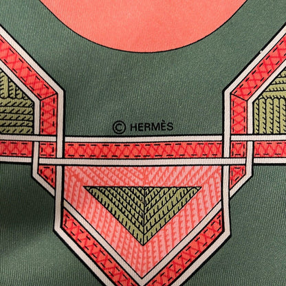 Hermes Scarf Carre 90 Orange Green Multi Cuirs du Desert — view 2