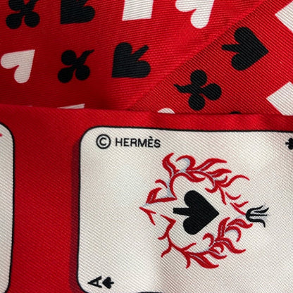 Hermes Scarf Twilly Red White Multi Jeu de Cartes Playing Cards — view 2