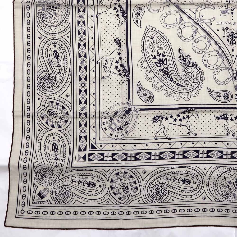 Hermes Carre Geant 140 Cheval Cool Bandana Scarf Shawl Cashmere Silk — view 4