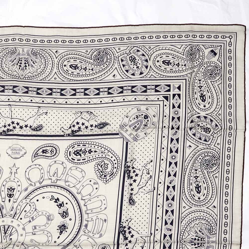 Hermes Carre Geant 140 Cheval Cool Bandana Scarf Shawl Cashmere Silk — view 5