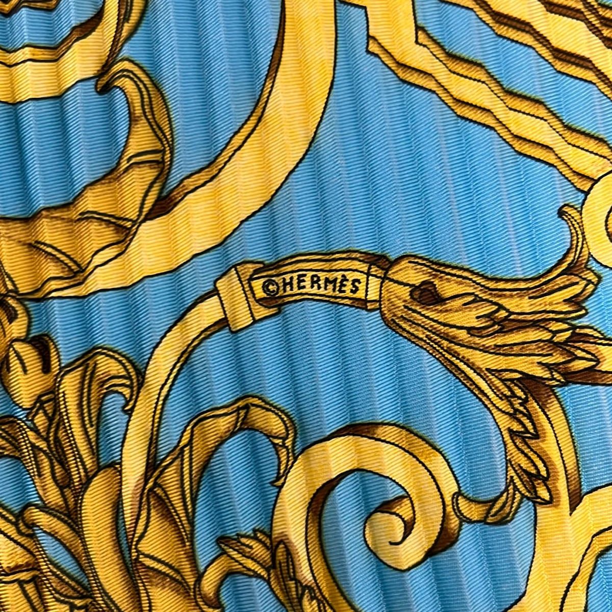 Hermes Scarf Carre Plisse Light Blue Gold Pleats les Tuileries — view 2