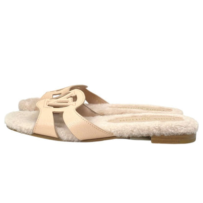 Louis Vuitton Flat Sandals LV Isola Line Mules Leather Shearling Fleece Pink — view 5