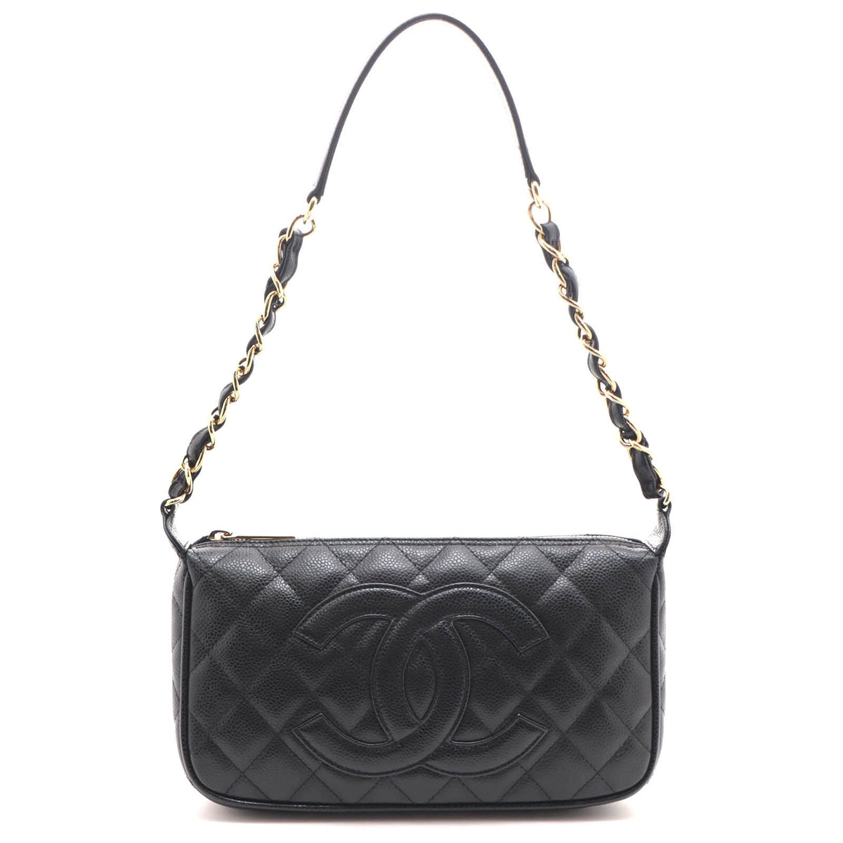 Chanel Quilted Chain Shoulder Black Caviar Bag