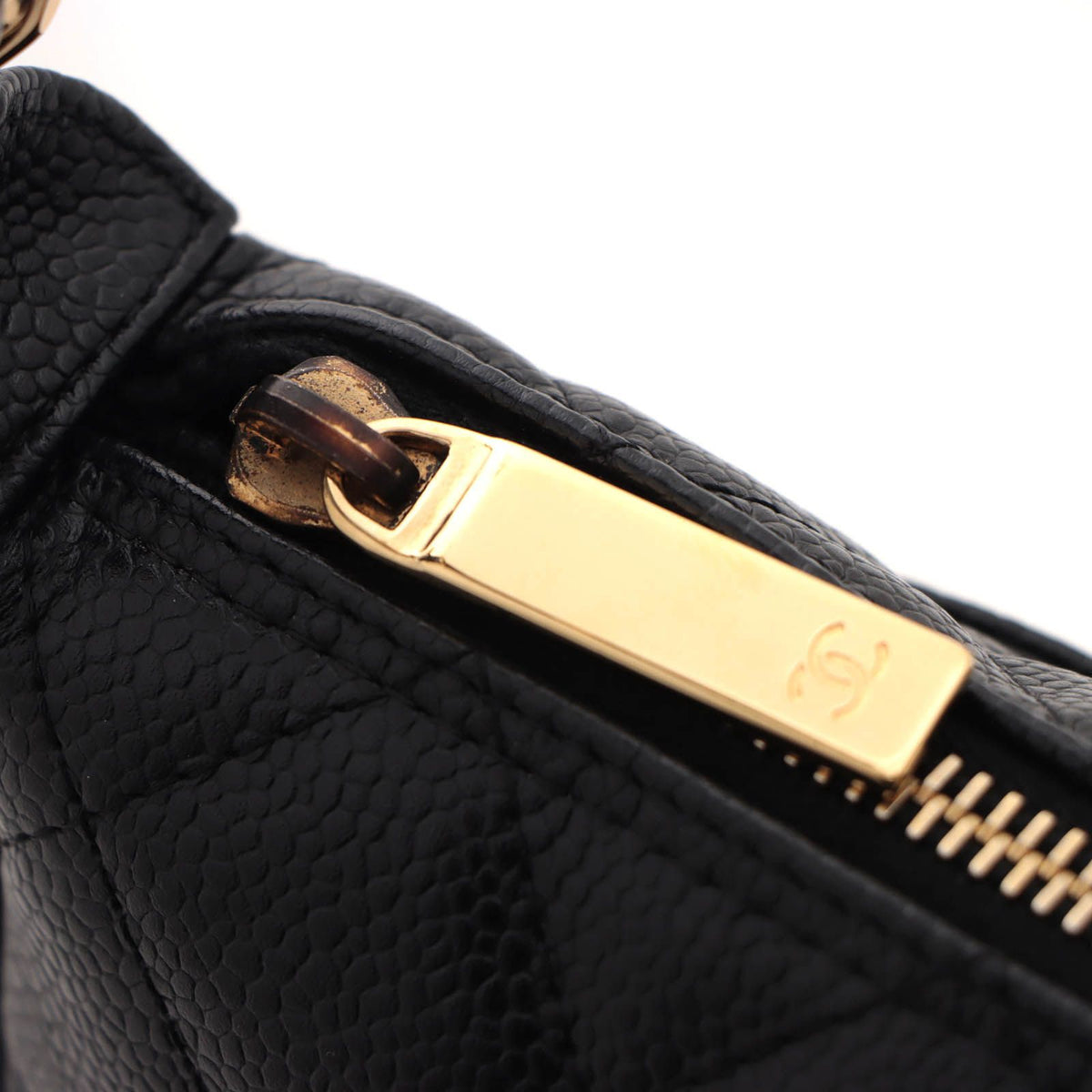 Chanel Quilted Chain Shoulder Black Caviar Bag — view 5