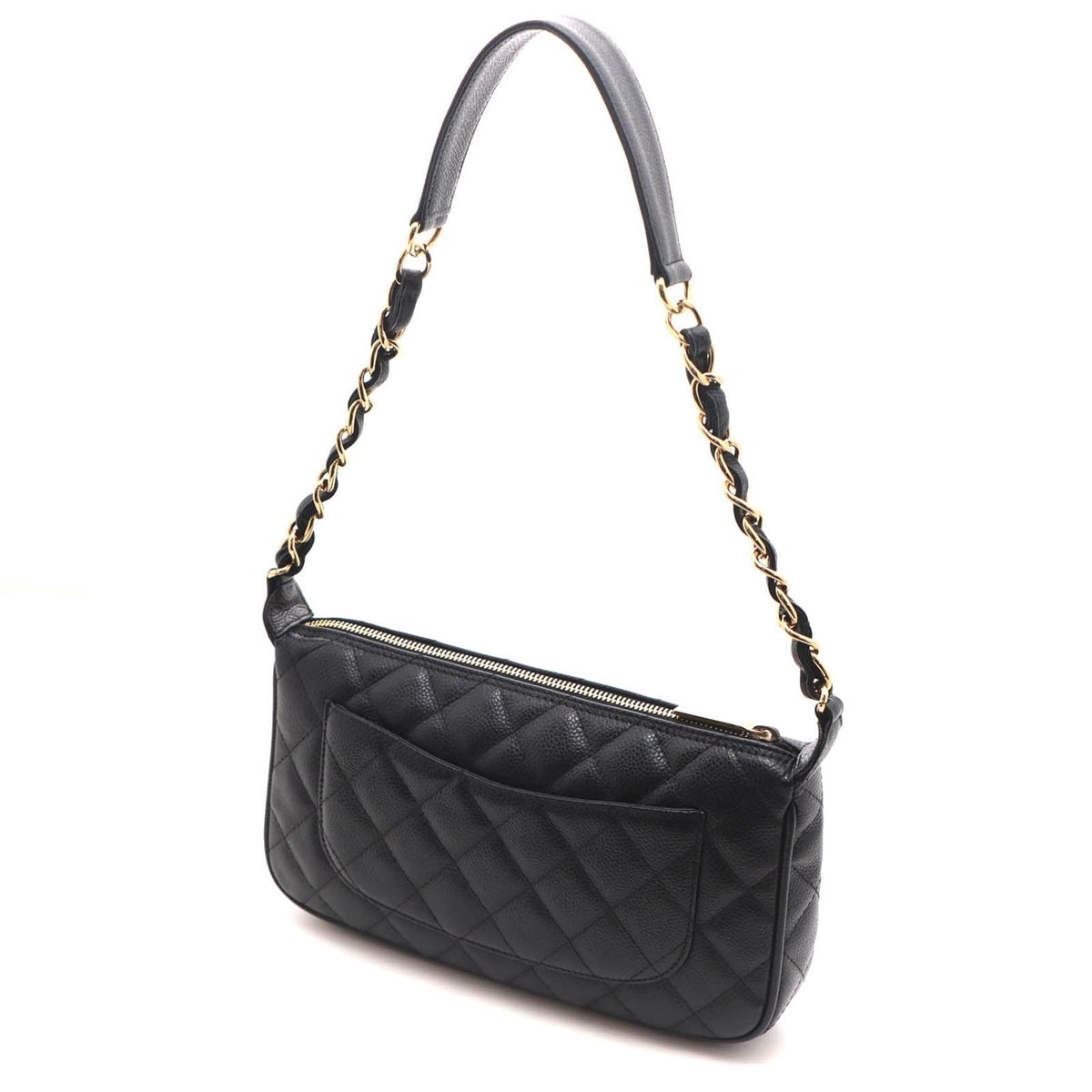 Chanel Quilted Chain Shoulder Black Caviar Bag — view 2