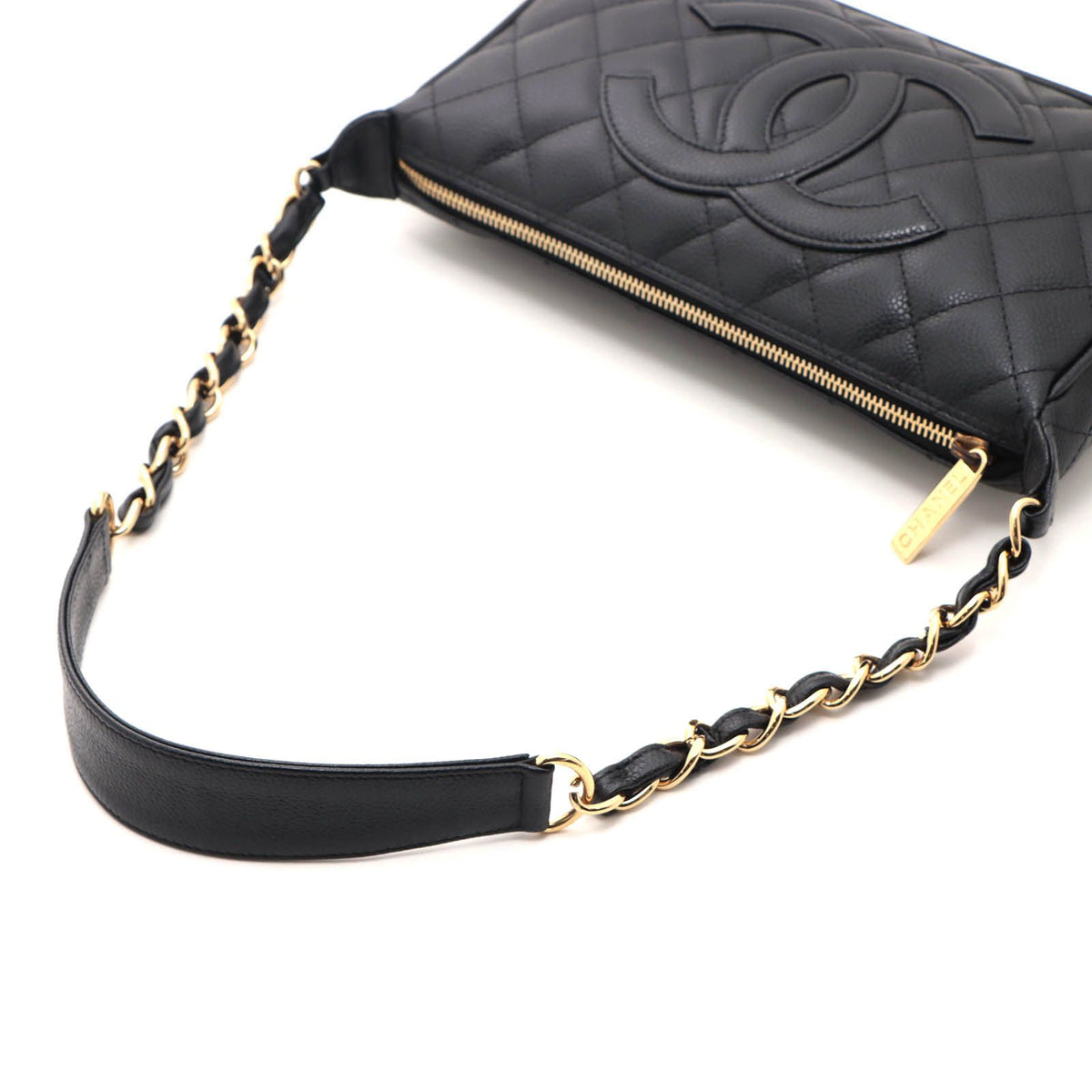 Chanel Quilted Chain Shoulder Black Caviar Bag — view 4