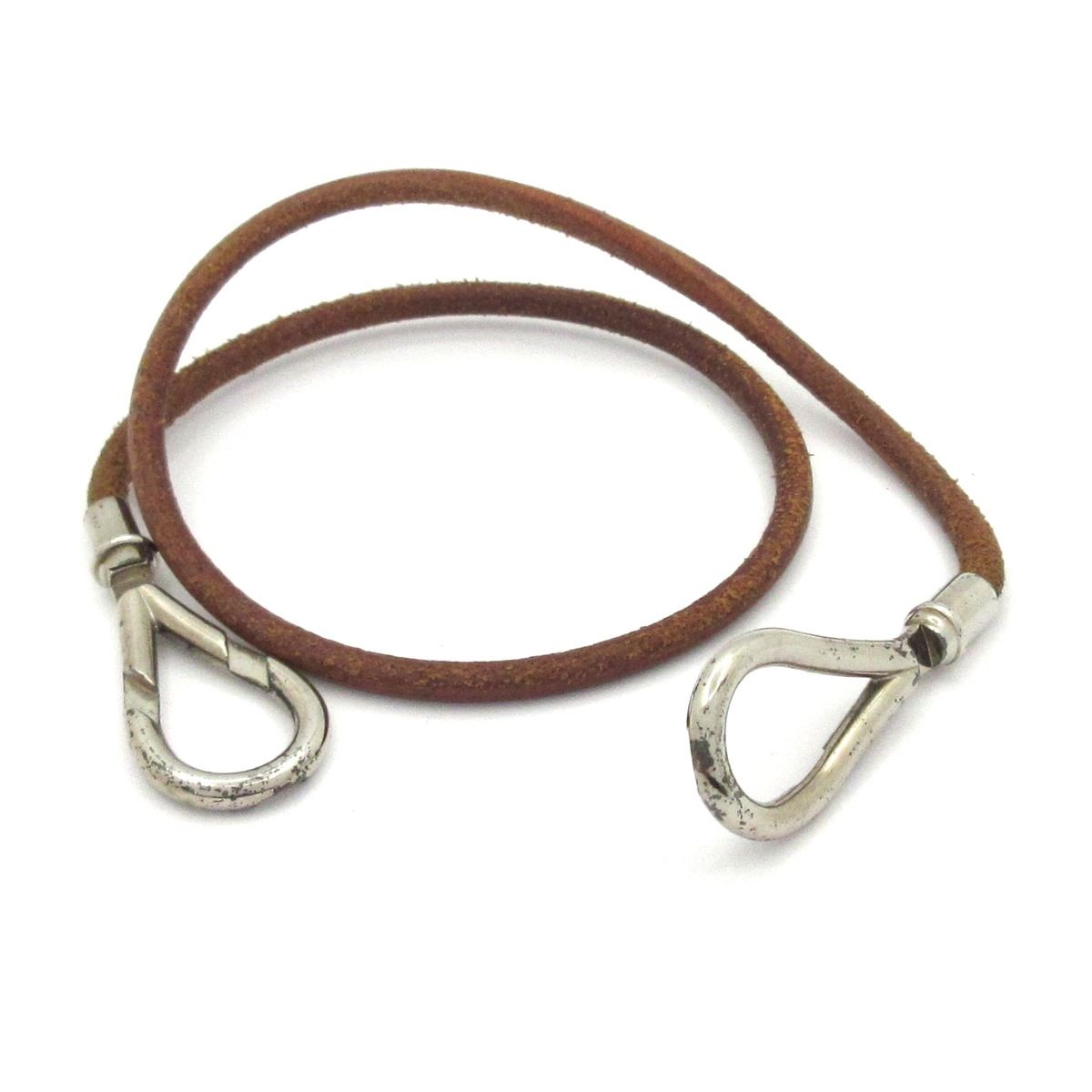 Hermes Bracelet Attachment Leather Brown Silver — view 4