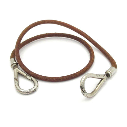 Hermes Bracelet Attachment Leather Brown Silver — view 4