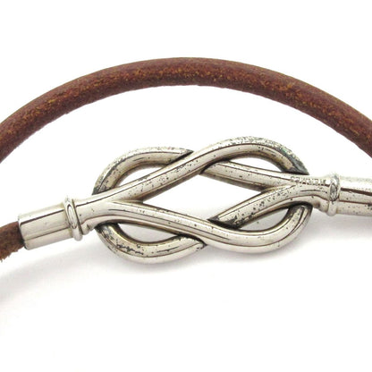Hermes Bracelet Attachment Leather Brown Silver — view 3