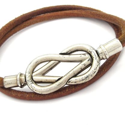 Hermes Bracelet Attachment Leather Brown Silver — view 2