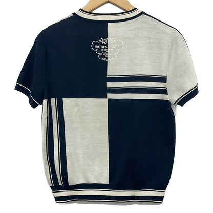 Hermes Short Sleeve Sweater M Ivory Dark Navy Crew 40 — view 2