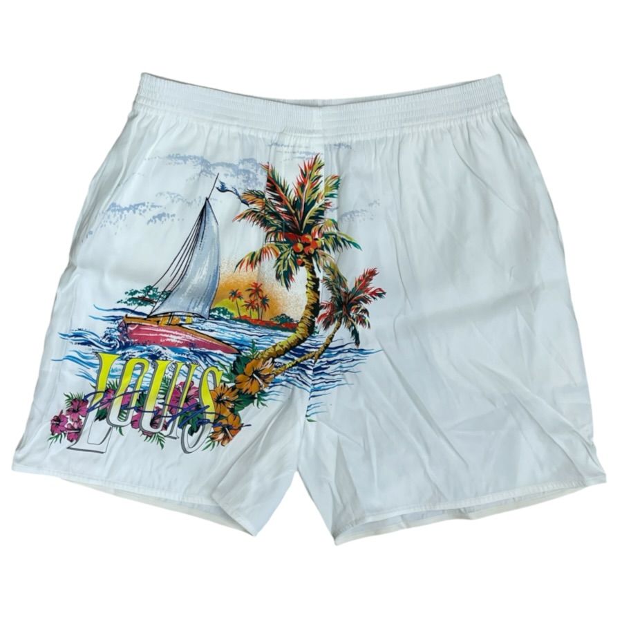 Louis Vuitton Shorts Graphic Print Rayon White Casual