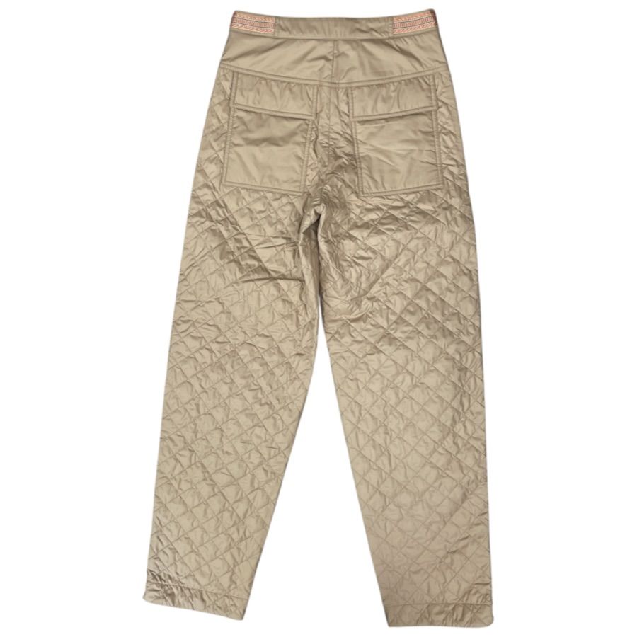 Hermes Long Pants Quilted Hem Zip Polyester Beige Casual — view 8