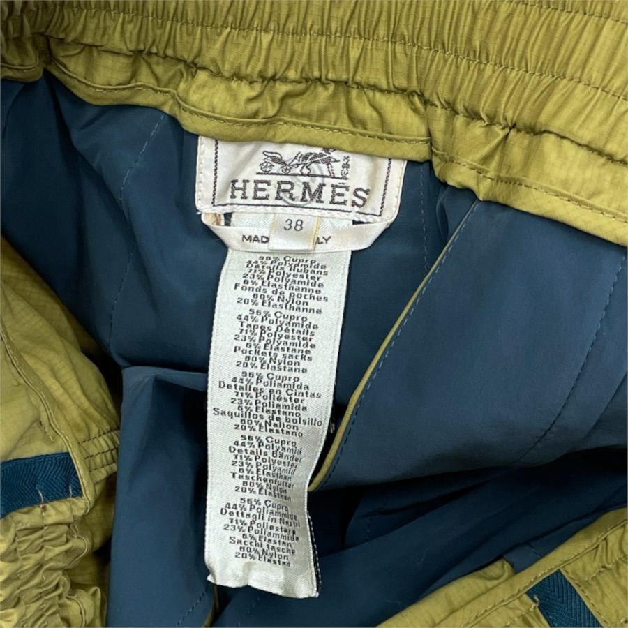 Hermes Track Pants Jogger Side Line Hem Zip Cotton Polyester Khaki Casual — view 6