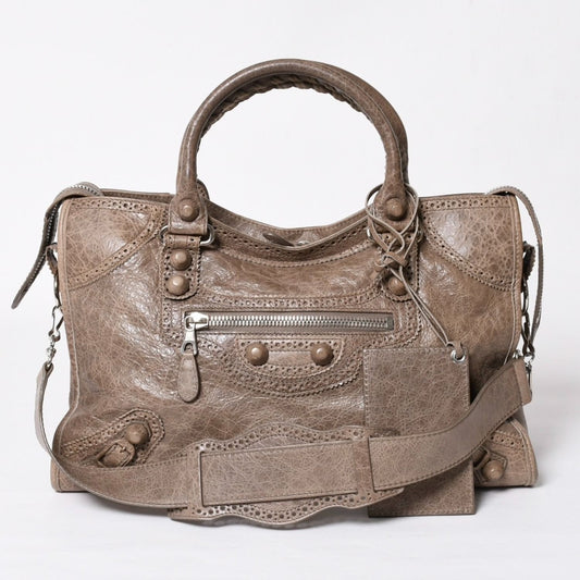 Balenciaga Giant Broads City 2-Way Handbag Shoulder Silver