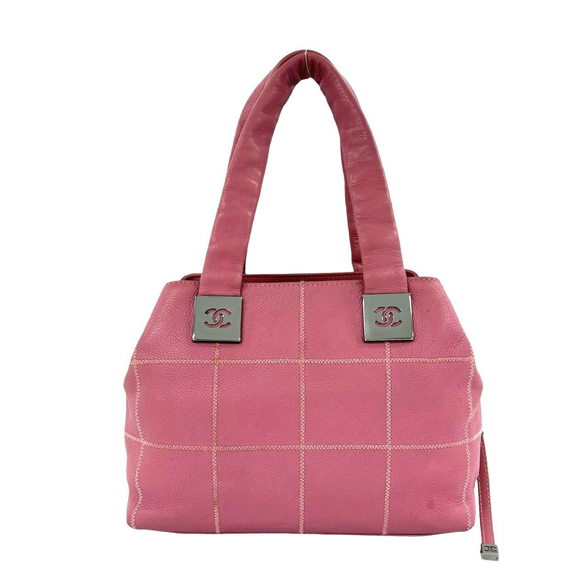 Chanel Choco Bar CC Logo Caviar Leather Mini Boston Bag Pink — view 3
