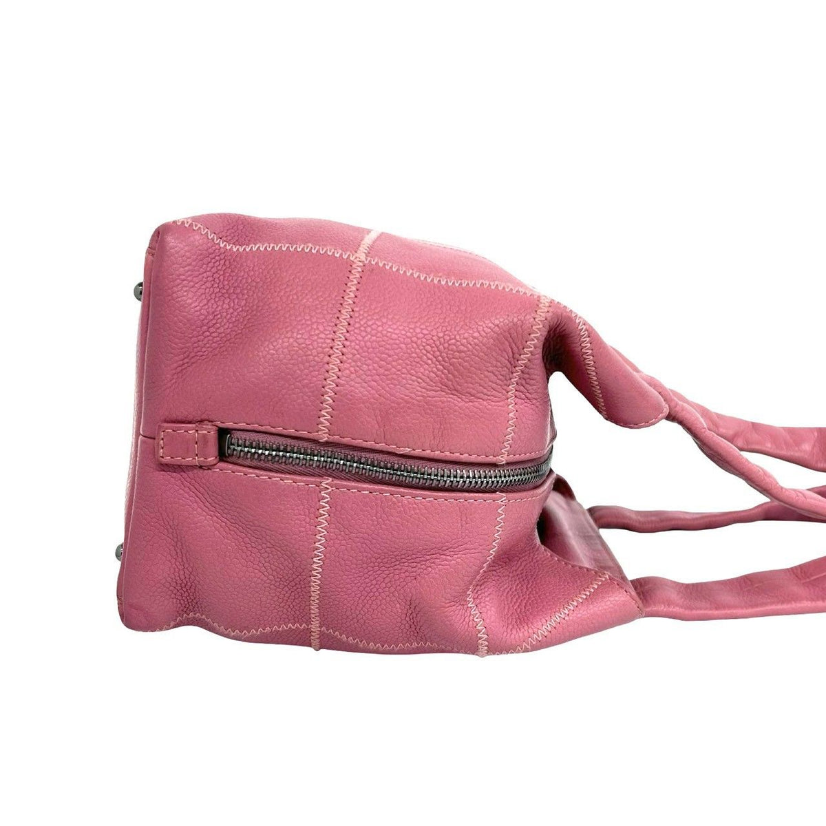 Chanel Choco Bar CC Logo Caviar Leather Mini Boston Bag Pink — view 6