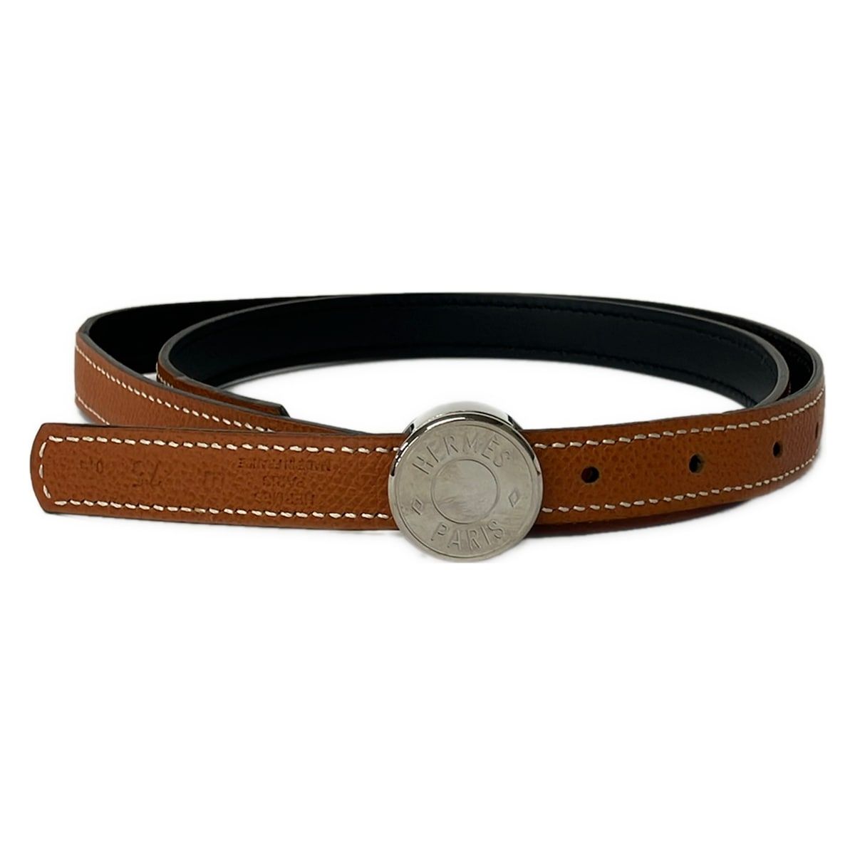 Hermes Belt 75 Sellier Brown Black Silver Reversible Leather