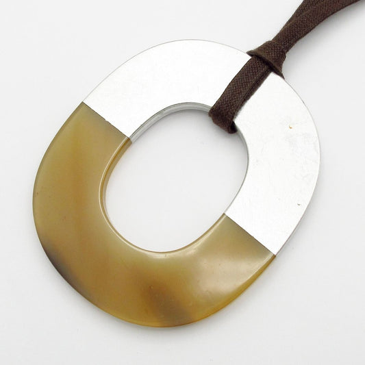 Hermes Necklace Isthme Silver Brown