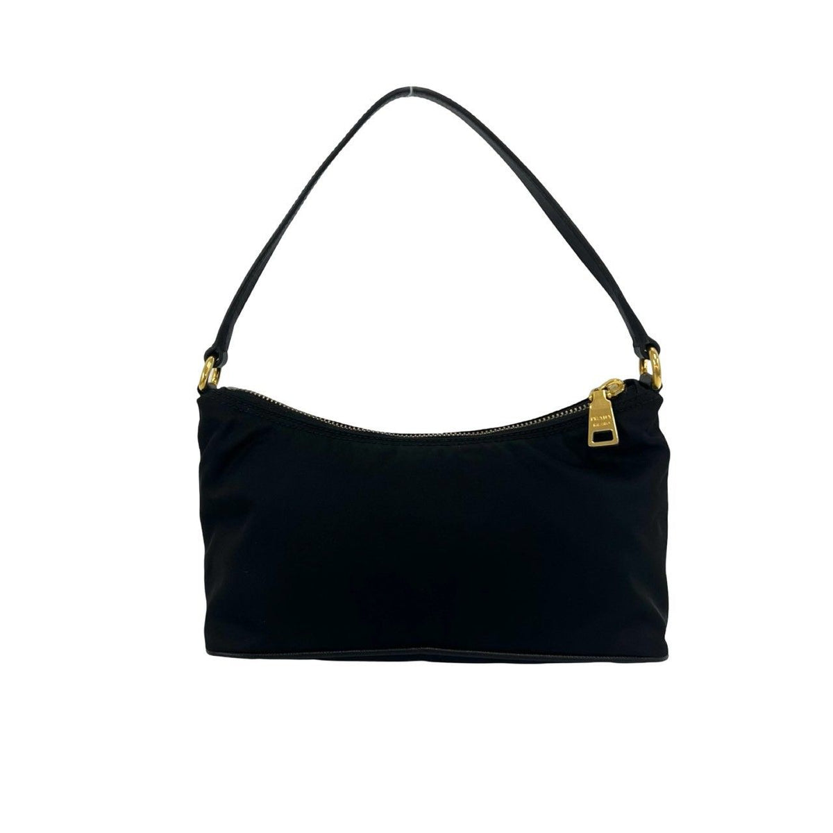Prada Logo Tessuto Pocono Nylon Saffiano Leather Mini Handbag Pouch Black — view 3