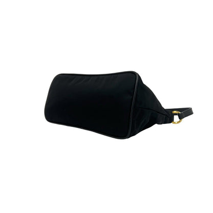 Prada Logo Tessuto Pocono Nylon Saffiano Leather Mini Handbag Pouch Black — view 8