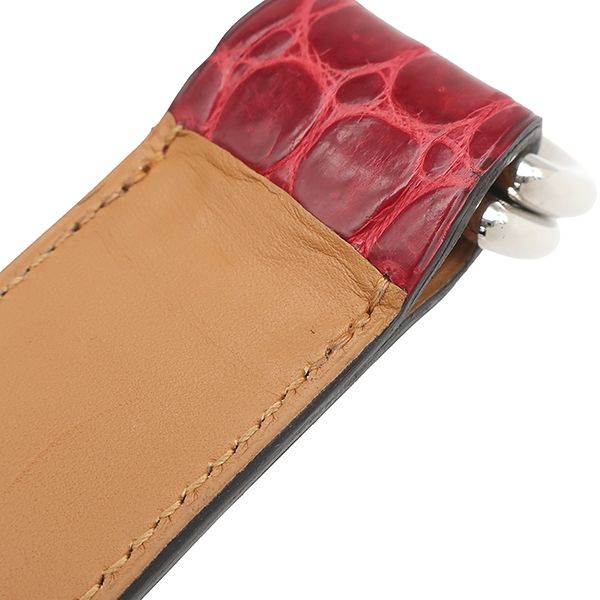 Hermes Romance Porosus Red Silver Scarf Belt — view 3