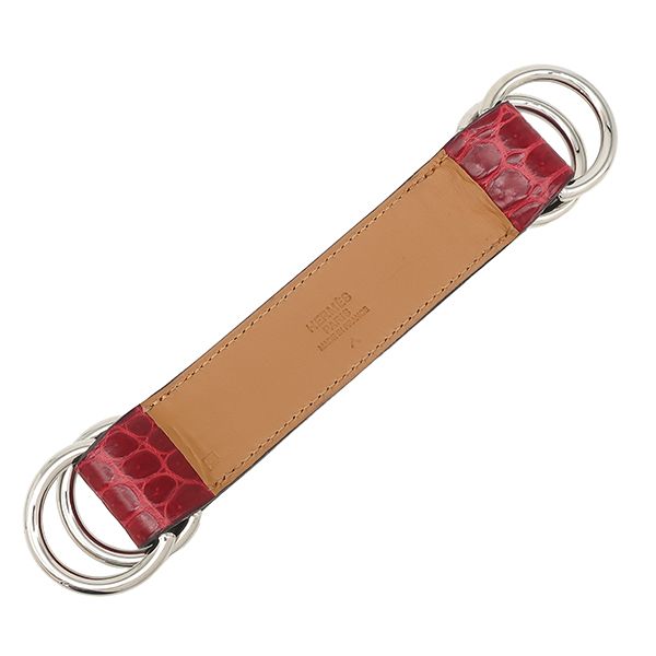 Hermes Romance Porosus Red Silver Scarf Belt — view 2