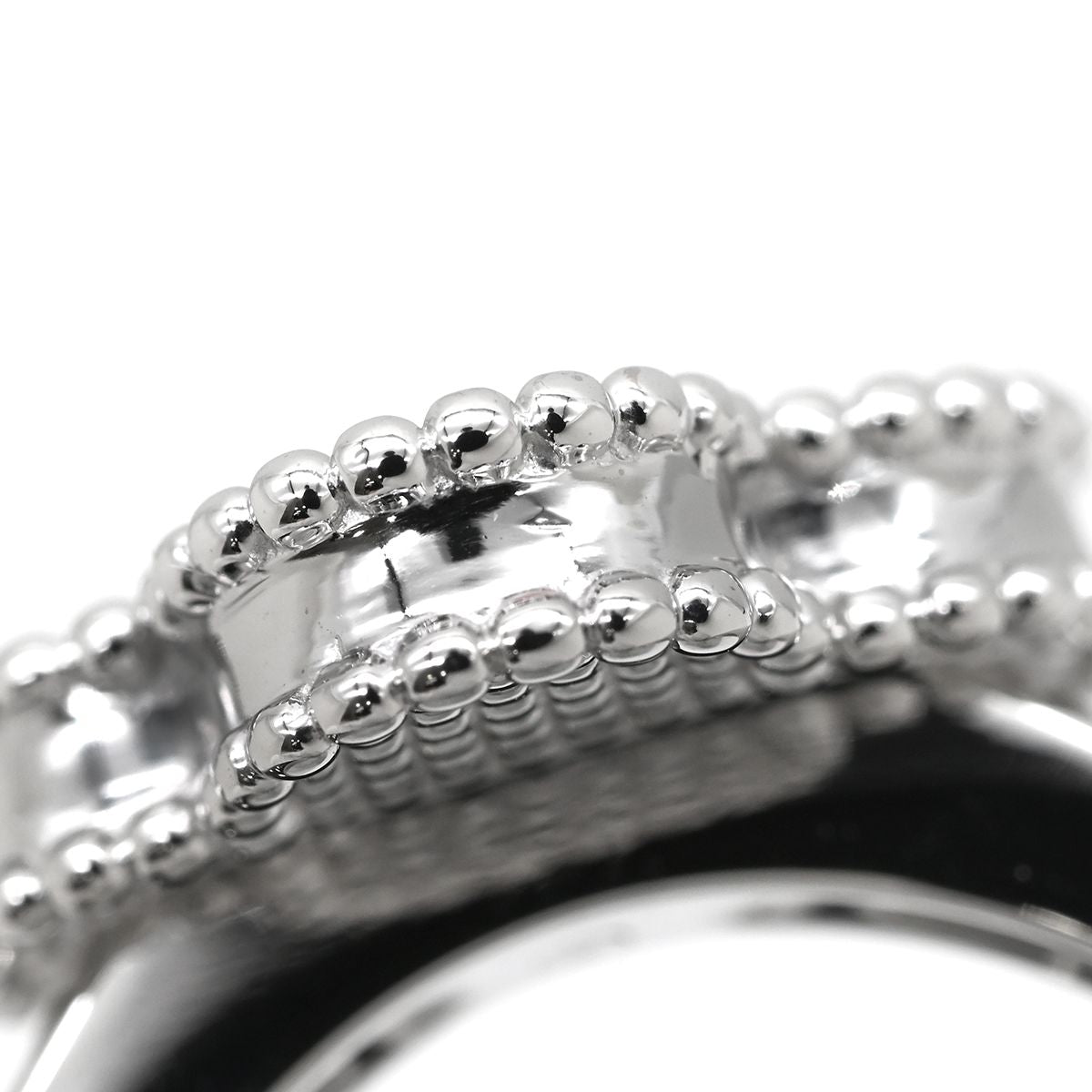 Van Cleef & Arpels Ring Vintage Alhambra Pearl White Gold 52 Shell Diamond — view 3