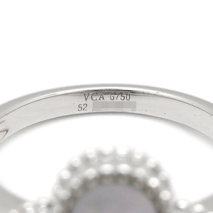 Van Cleef & Arpels Ring Vintage Alhambra Pearl White Gold 52 Shell Diamond — view 6