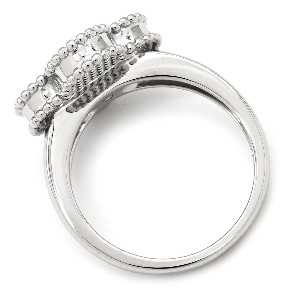 Van Cleef & Arpels Ring Vintage Alhambra Pearl White Gold 52 Shell Diamond — view 2